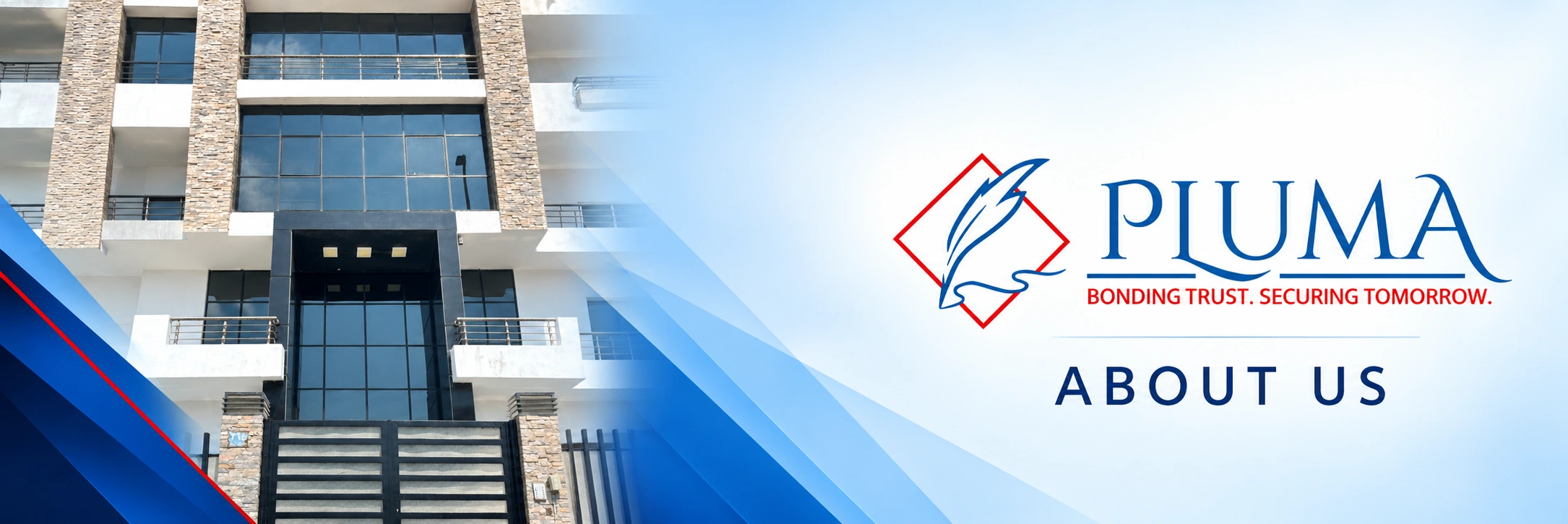 مبنى مقر بلوما مدمج مع هوية الشركة — من نحن